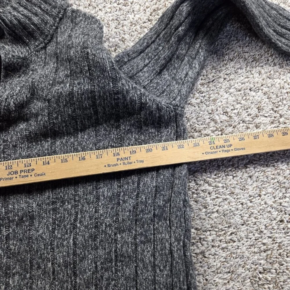 Eddie Bauer Sweater Mens Large Tall Gray Henley Ribbed Wool Blend Preppy